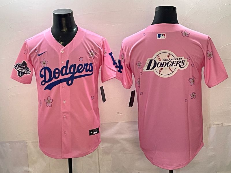 Men Nike 2026 Los Angeles Dodgers Blank Pink Sakura Edition Game MLB Jersey 0019
